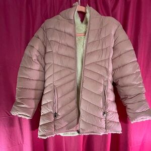 Steve Madden Reversible Pink rain jacket. 14/16 youth plush